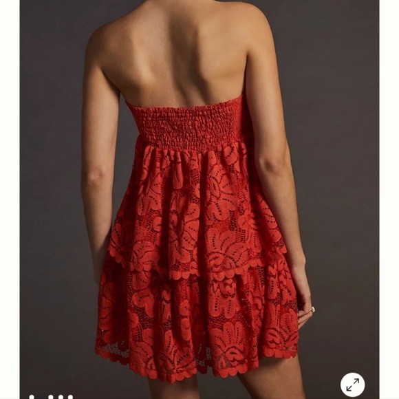 Anthropologie Maeve Strapless Lace Mini Dress Small - Picture 3 of 16